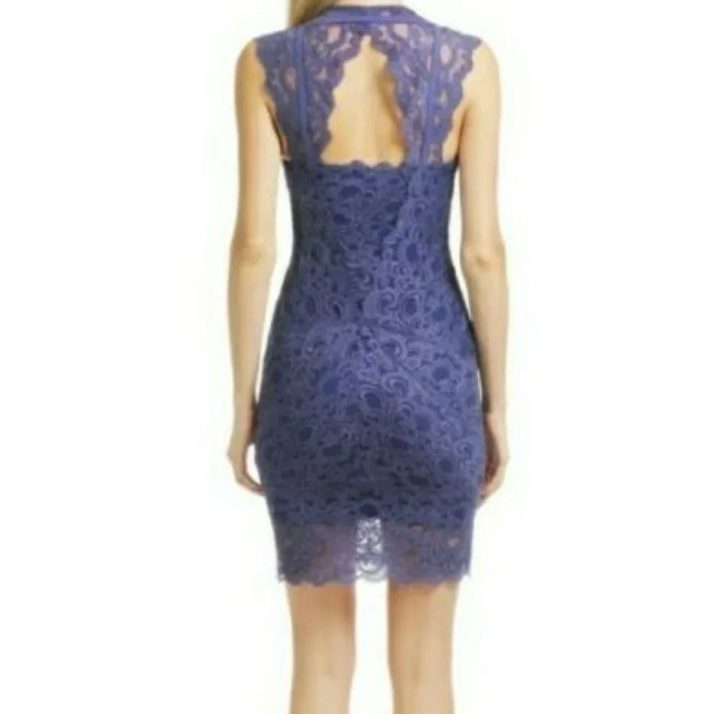 Nicole Miller Indigo Lace Cutout Back Women's Dress